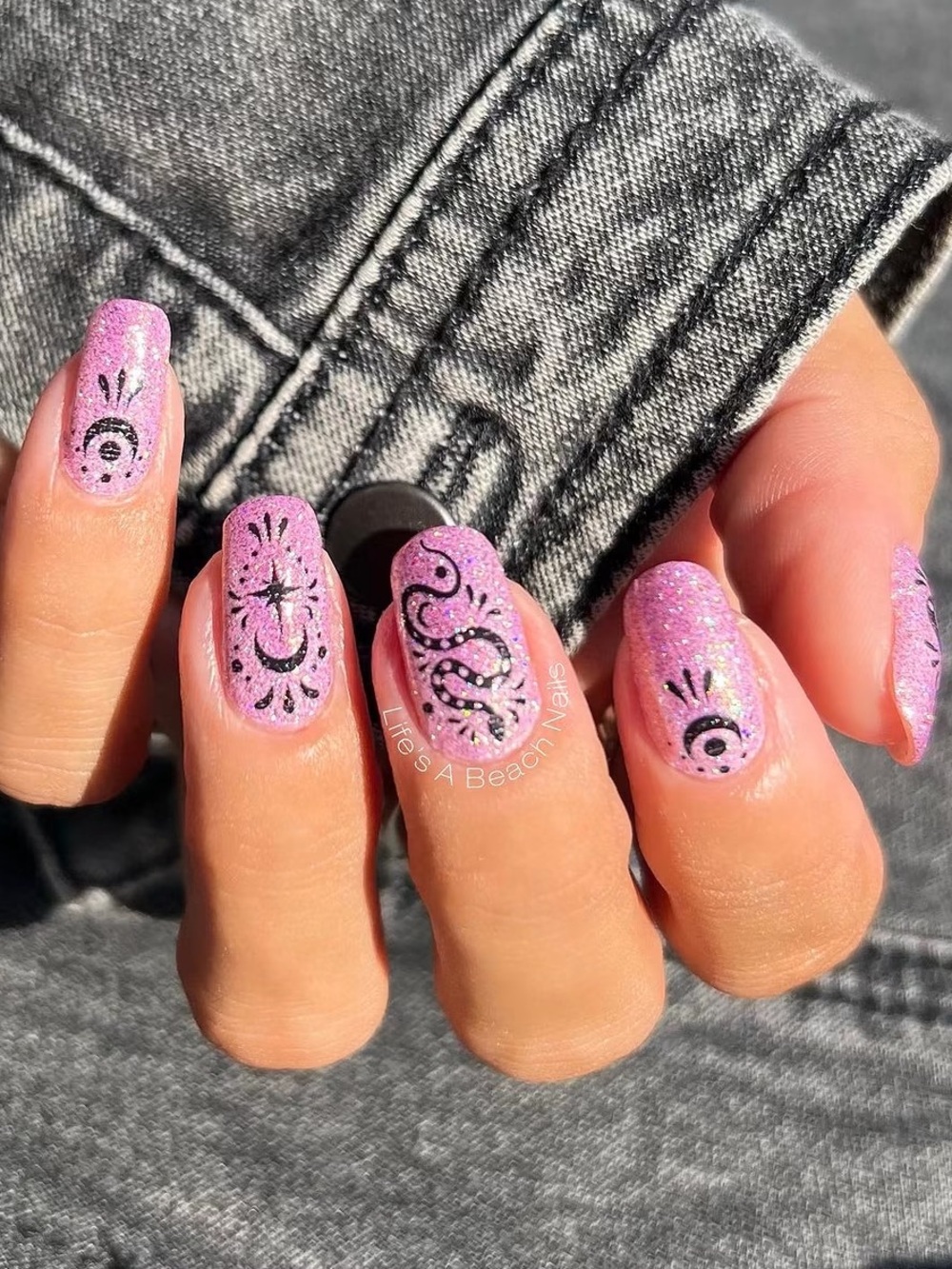 *Retired* Color Street: Galactic Guru | Pink Glitter Stars Snakes Mystical Party